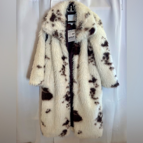 NVLT Faux Fur Cow Print Coat Jacket Women’s M Black White NWT MSRP $198 - Picture 12 of 12